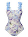 Multicolor 1950s 3D-Flowers Spaghetti Straps Swimsuit, vintage swimsuit, pin-up swimwear - perfect for women who love vintage and retro fashion