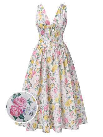 1950s Deep VNeck Antique Floral | 1950s | vintage dress, retro fashion