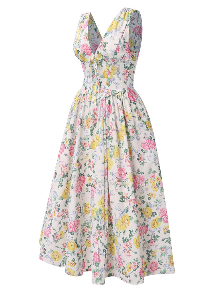 1950s Deep VNeck Antique Floral | 1950s | vintage dress, retro fashion