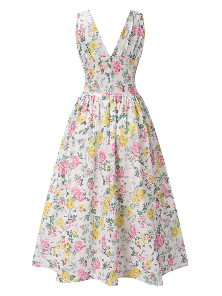 1950s Deep VNeck Antique Floral | 1950s | vintage dress, retro fashion