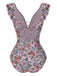She's wearing 1950s Floral Ring Belted Ruffles Swimsuit and the whole beach remembers the 1950s