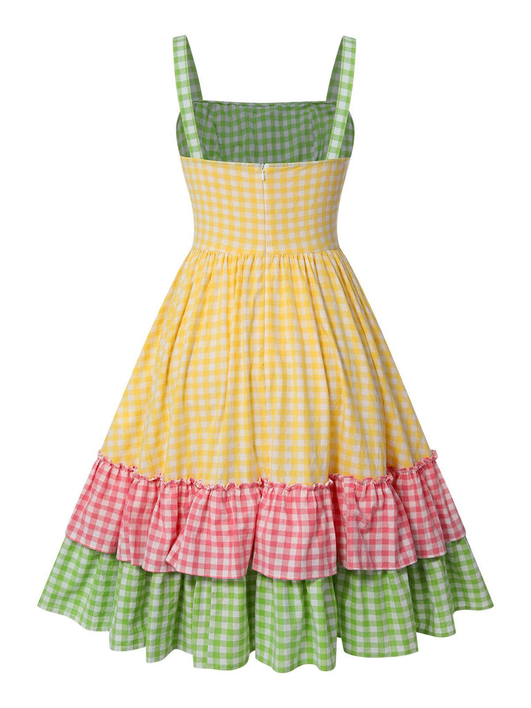 Multicolor 1950s Pure Cotton Straps Plaid Dress, vintage dress, retro fashion, rockabilly, pin-up fashion - perfect for women who love vintage and retro fashion
