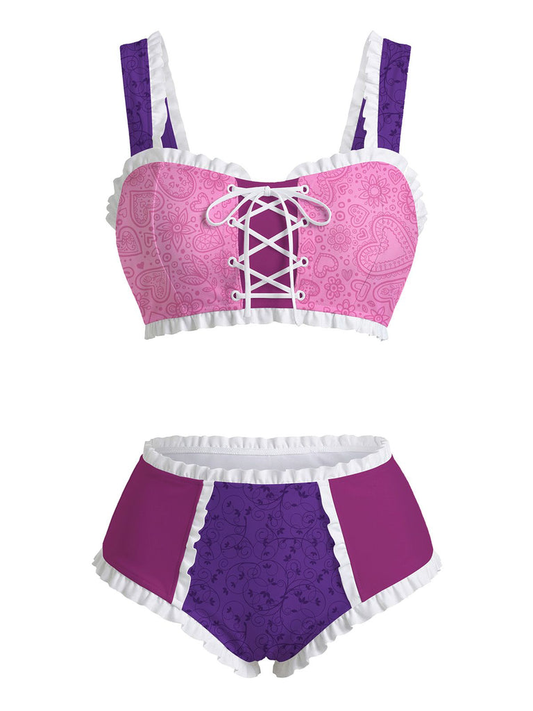 Multicolor 1950s Rapunzel Princess Swimsuit - vintage swimsuit, pin-up style