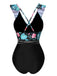Multicolor 1950s Tropical Ruffle Swimsuit, vintage swimsuit, pin-up swimwear - perfect for women who love vintage and retro fashion