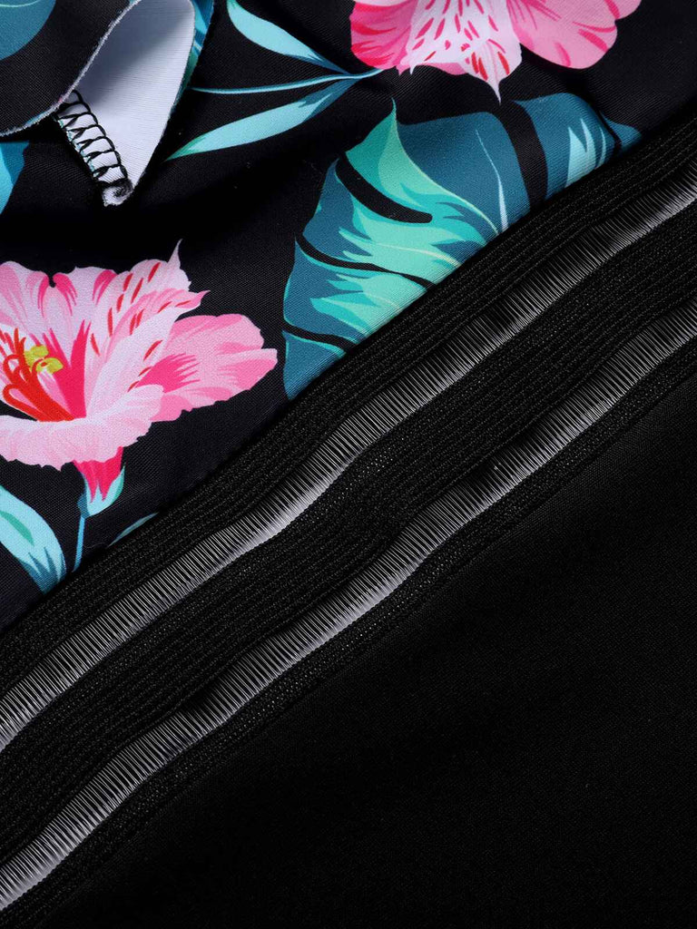 Multicolor 1950s Tropical Ruffle Swimsuit, vintage swimsuit, pin-up swimwear - perfect for women who love vintage and retro fashion