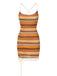 Multicolor 1960s Bohemian Drawstring Knit Straps Dress, vintage dress, retro fashion - perfect for women who love vintage and retro fashion