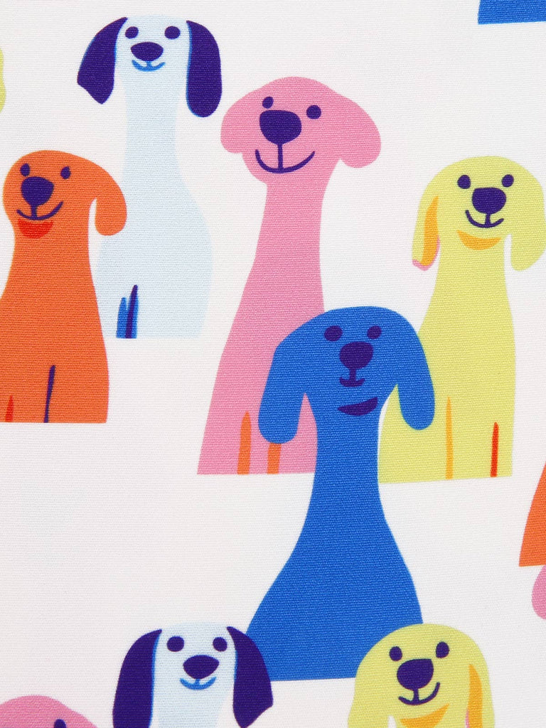 Multicolor 1960s Bow Puppy Print Dress: where 1960s romance meets her modern spirit