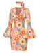 Multicolor 1960s Daisy Flare Sleeve Hippie Dress - vintage dress, retro fashion