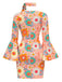 Multicolor 1960s Daisy Flare Sleeve Hippie Dress - vintage dress, retro fashion