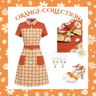She slips into this Multicolor 1960s Daisy Lapel Belt Dress and suddenly it's a 1960s daydream