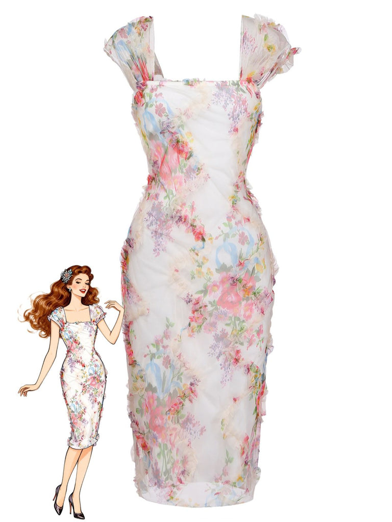 Pat 1950s Floral Vintage Classic Dress 2