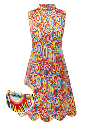 Multicolor 1960s Pearl Button Sleeveless Dress, vintage dress, retro fashion - perfect for women who love vintage and retro fashion