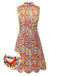 Multicolor 1960s Pearl Button Sleeveless Dress, vintage dress, retro fashion - perfect for women who love vintage and retro fashion