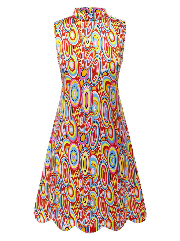 Multicolor 1960s Pearl Button Sleeveless Dress, vintage dress, retro fashion - perfect for women who love vintage and retro fashion