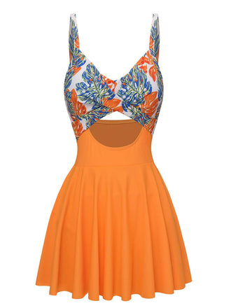 She's wearing Multicolor 1960s Print Spaghetti Strap Swimsuit and the whole beach remembers the 1960s