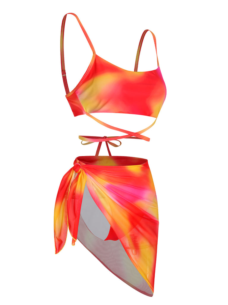 Multicolor 1960s Spaghetti Strap Swimsuit Set, vintage swimsuit, pin-up swimwear - perfect for women who love vintage and retro fashion