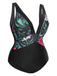 This Multicolor 1960s V-Neck U-Back Swimsuit carries 1960s vacation dreams in every stitch