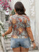Multicolor 1970S Boho Sun Print Bow Front Top - vintage fashion, retro style