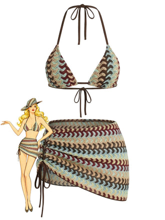 Multicolor 1970s Printed Tankini Set 3