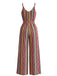 Multicolor 1950s Vintage Floral Striped Jumpsuit