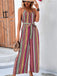 Multicolor 1950s Vintage Floral Striped Jumpsuit
