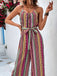 Multicolor 1950s Vintage Floral Striped Jumpsuit