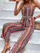 Multicolor 1950s Vintage Floral Striped Jumpsuit