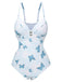 Multicolor 1970s Butterfly Bow Strap Swimsuit: 1970s Riviera elegance, reimagined for her