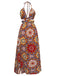 She slips into this Multicolor 1970s Floral Bohemian Halter Dress and suddenly it's a 1970s daydream