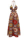 Multicolor 1970s Floral Bohemian Halter Dress: where 1970s romance meets her modern spirit