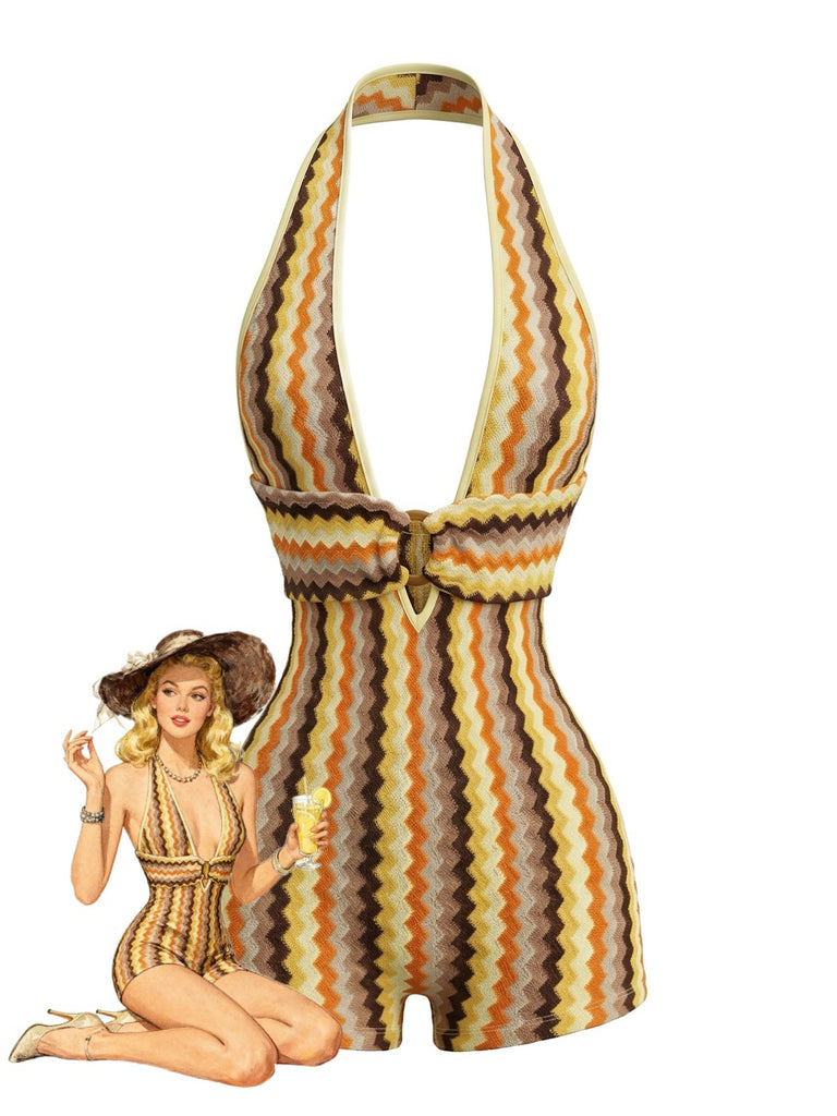 Pat 1950s Vintage Halter V Neck Jumpsuit 1
