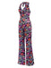 Multicolor 1970s Hippie Floral Halter Jumpsuit, vintage romper, retro jumpsuit - perfect for women who love vintage and retro fashion