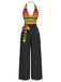 Multicolor 1970s Striped Bow Halter Jumpsuit: timeless 1970s elegance she makes her own