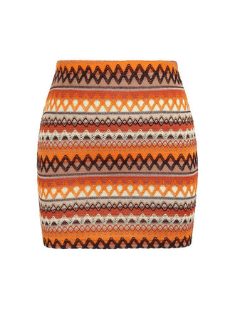 Multicolor 1970s Zigzag Knit Mini Skirt - vintage skirt, retro style