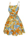 Multicolor 1980s Floral Layered Strap Dress, vintage dress, retro fashion, floral print - perfect for women who love vintage and retro fashion