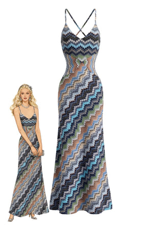 Dark Blue 1980s Floral Cami Classic Dress