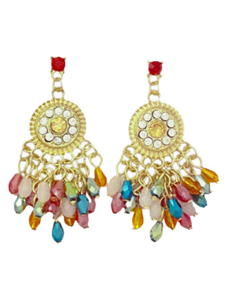 Multicolor Bohemian Teardrop Engraved Earrings - vintage fashion, retro style, classic elegance for vintage lovers