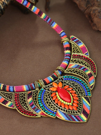 Multicolor Bohemian Tribal Jewelry Necklace - vintage jewelry, Art Deco for vintage lovers