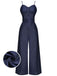 Navy Blue 1930s Cowboy Solid Strap Jumpsuit: timeless style reimagined