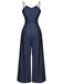 Navy Blue 1930s Cowboy Solid Strap Jumpsuit — vintage elegance for the modern woman