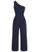 Navy Blue 1930s One-shoulder Dot Jumpsuit, vintage romper, retro jumpsuit - perfect for women who love vintage and retro fashion