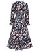 Navy Blue 1930s V-Neck Floral Dress, vintage dress, retro fashion, floral print - perfect for women who love vintage and retro fashion