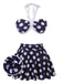 Navy Blue 1940s Polka Dot Halter Swimsuit: timeless style reimagined