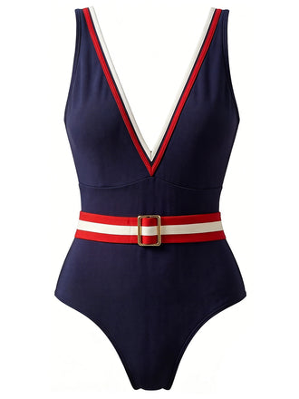 [Pre-Sale] Navy Blue 1940s One Piece Swimsuit