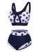 Navy Blue 1950s Polka Dots High-Waist Swimsuit: 1950s Riviera elegance, reimagined for her