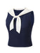 Navy Blue 1950s Solid Sailor Collar Blouse, vintage top, retro blouse - perfect for women who love vintage and retro fashion