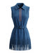 Navy Blue 1970s Faux Suede Western Fringe Belted Dress, vintage dress, retro fashion - perfect for women who love vintage and retro fashion