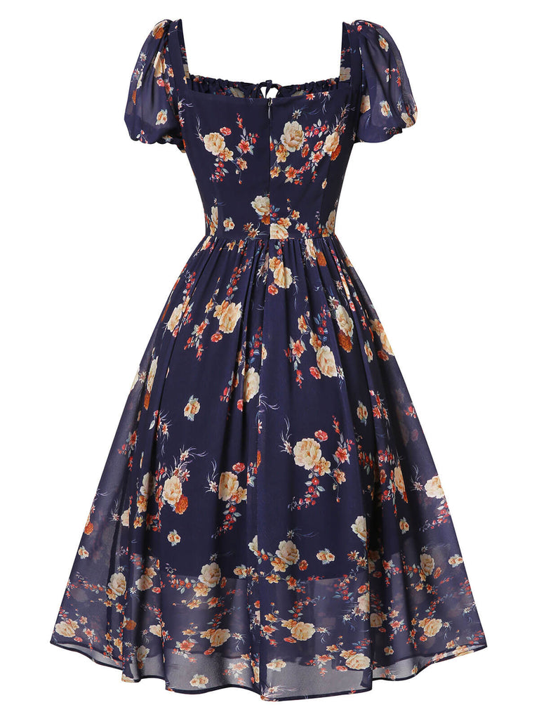 old navy blue dress with flowers Fit & Flare Smocked Floral Maxi Dress