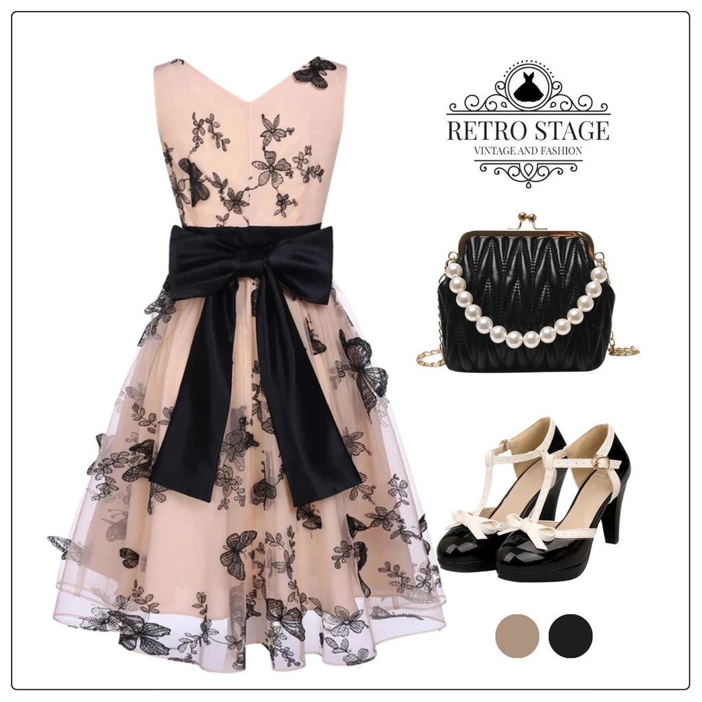 Nude 1950s Lace Butterfly Swing Vintage Dress: timeless style reimagined