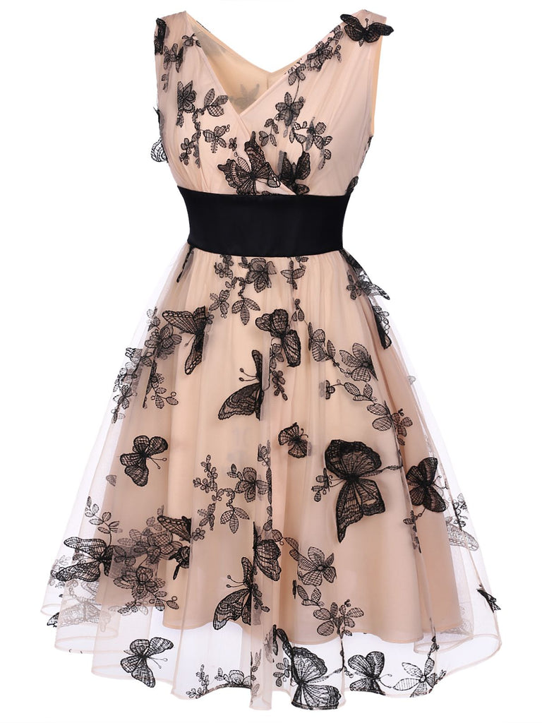 Nude 1950s Lace Butterfly Swing Vintage Dress, vintage dress, retro fashion, rockabilly, pin-up fashion - perfect for women who love vintage and retro fashion